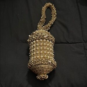 RAMLA Gold Hand Beaded Handbag Purse 100 Crystals NEW